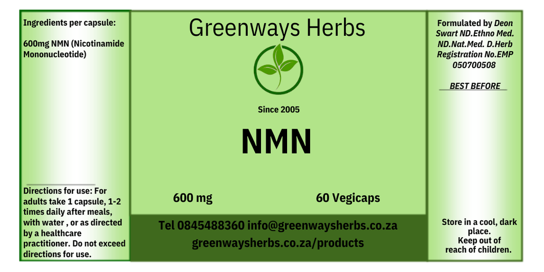 NMN (Nicotinamide mononucleotide) 600mg 60 Capsules
